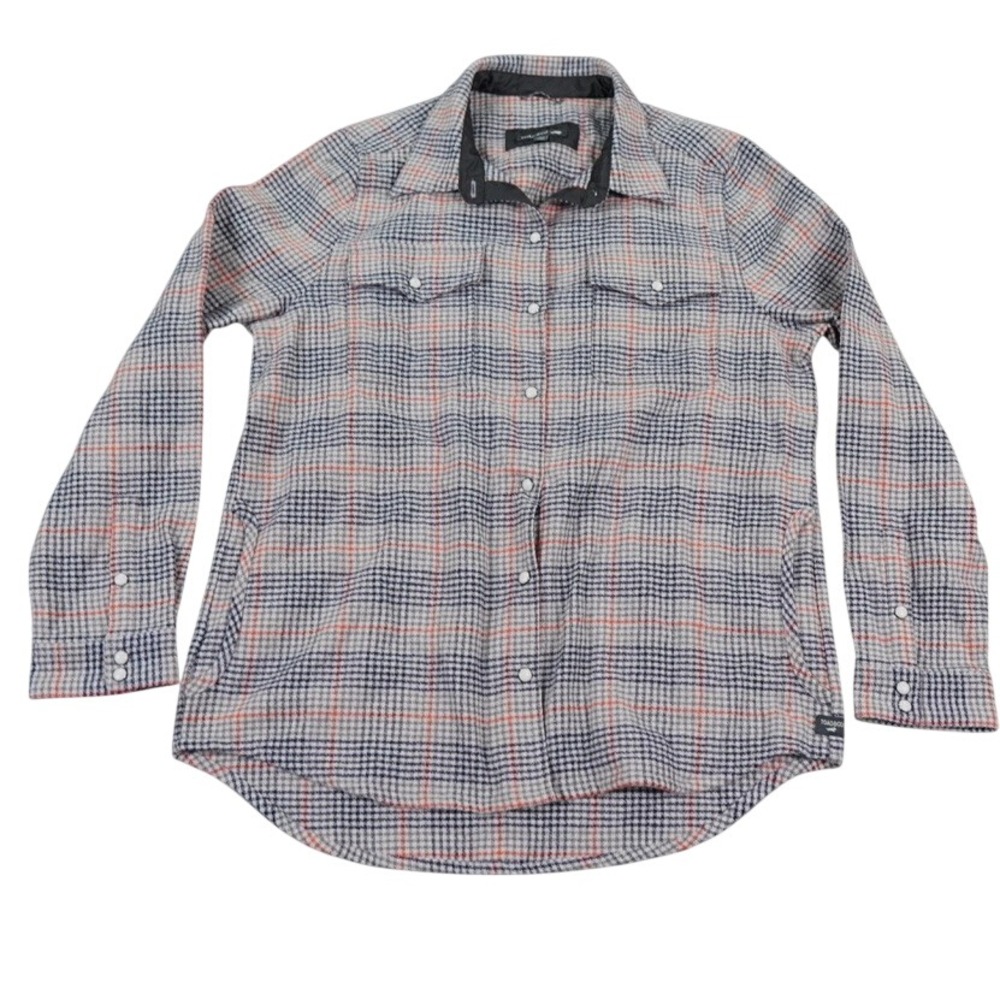 Toad&Co Folk Yeah Shirt Jacket Womens L Gray Plaid Recycled Wool Blend Shacket